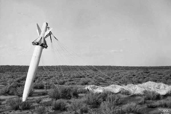 Space History Photo: Free-Falling Body Nose Dives in Desert
